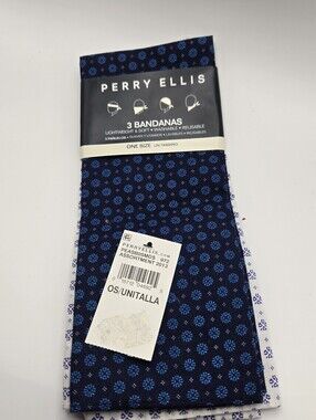 New! Perry Ellis Cotton Bandanas Set Of 3